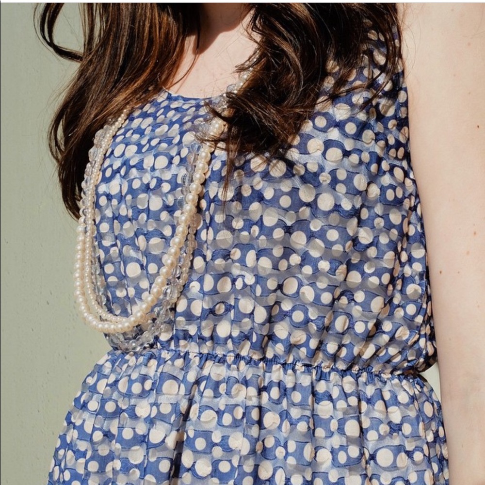 Navy lace polka dot dress